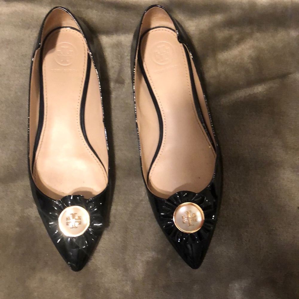 Gently “loved” ballerina Tory Burch flats.